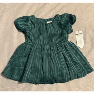 Cat & Jack 12 Month Green Striped Holiday Dress
